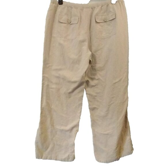 New York & Co Women's Wide-Leg Linen Blend Pants Beige Drawstring Relaxed - XL - Picture 6 of 8